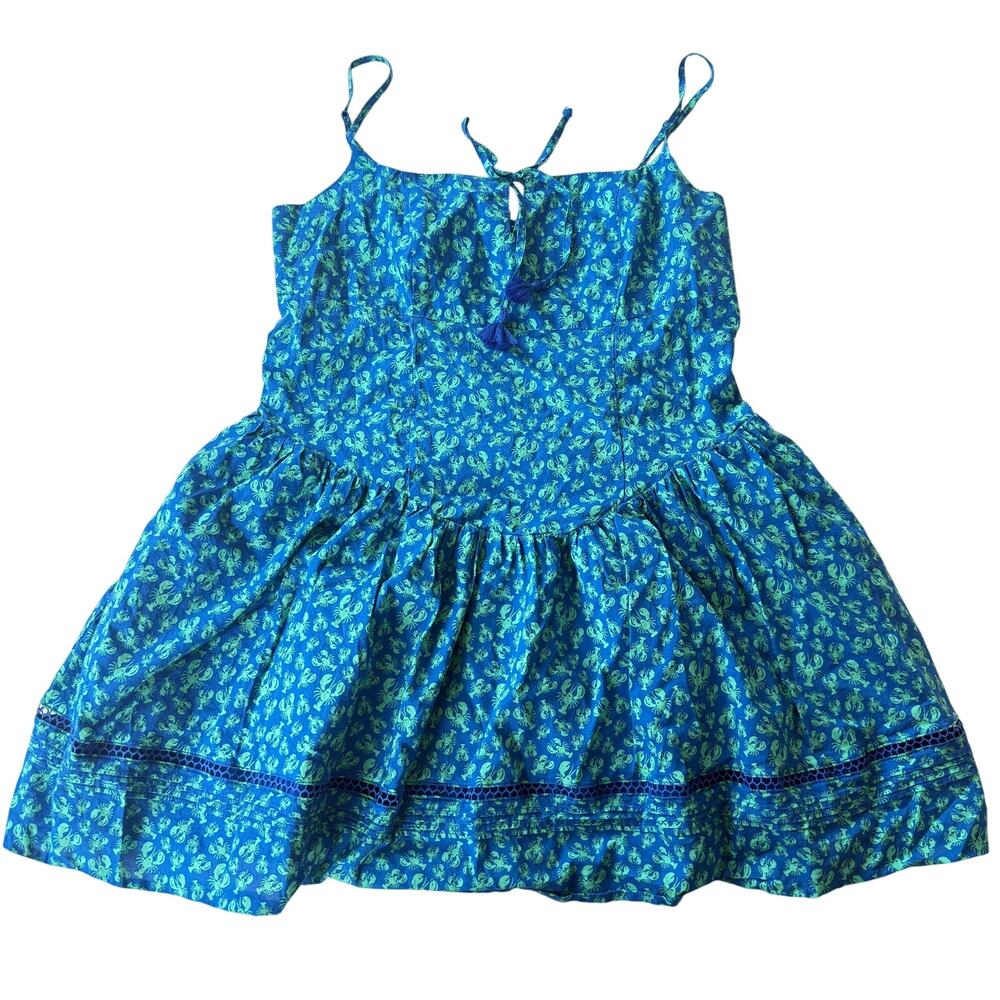 Roller Rabbit x Target Lobster Blue Green Spaghetti Short Dress Size M